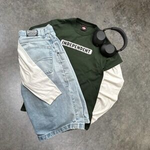 Independent Truck Co Bar Logo T-Shirt Mens Small Green Y2K Skate Streetwear